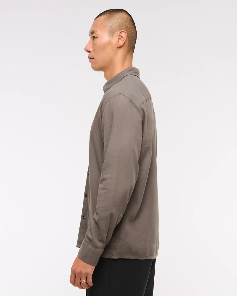 Long-Sleeve Crepe Button-Up Shirt