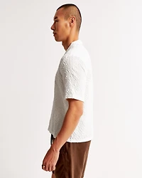 Camp Collar Cropped Textured Shirt