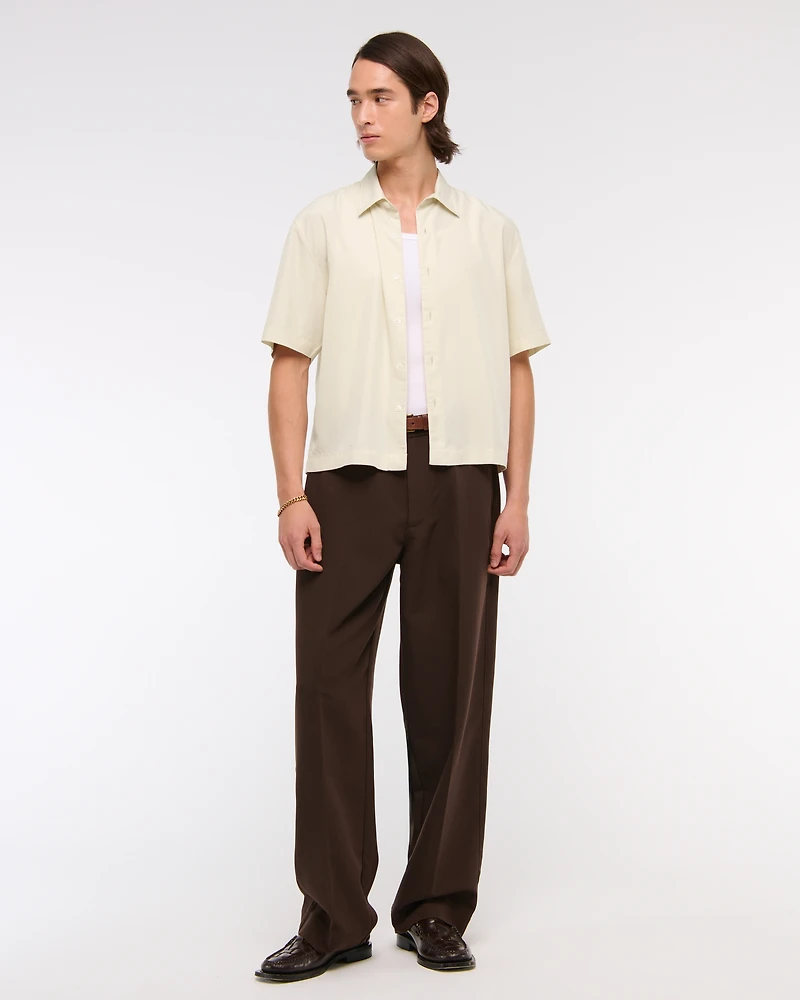 Short-Sleeve Cupro Button-Up Shirt