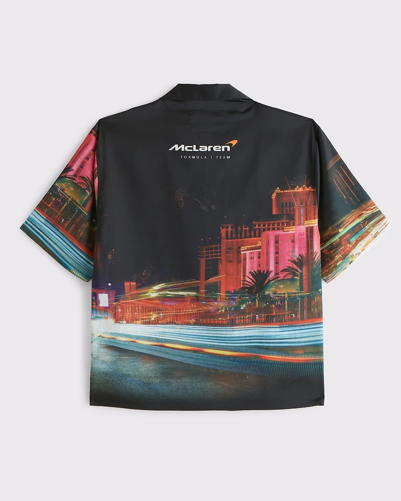 McLaren Camp Collar Silky Button-Up Shirt