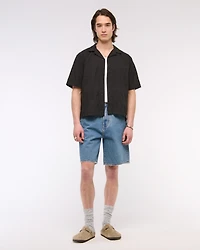 Camp Collar Braided Button-Up Shirt