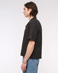 Camp Collar Braided Button-Up Shirt