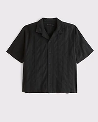 Camp Collar Braided Button-Up Shirt
