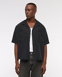 Camp Collar Cropped Cupro Shirt