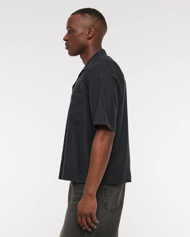 Camp Collar Cropped Cupro Shirt