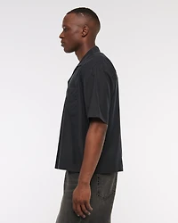 Camp Collar Cropped Cupro Shirt