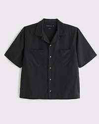 Camp Collar Cropped Cupro Shirt