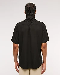 Short-Sleeve Summer Linen-Blend Button-Up Shirt