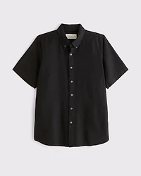 Short-Sleeve Summer Linen-Blend Button-Up Shirt