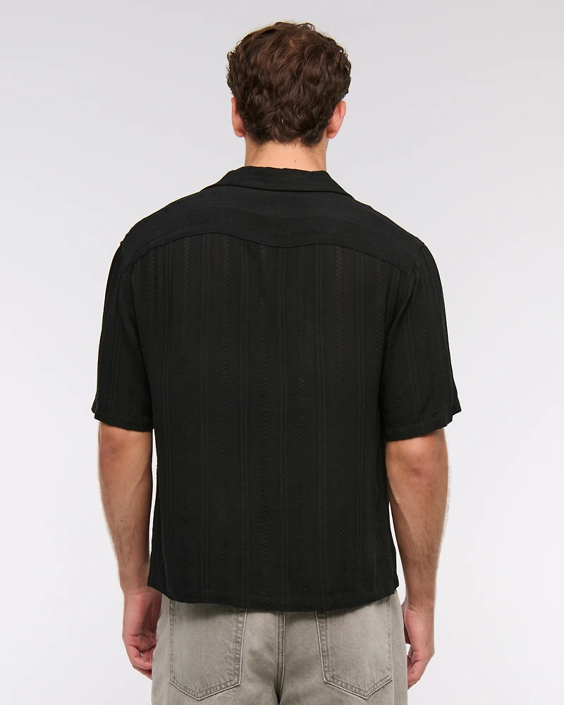 Camp Collar Cropped Button-Up Shirt