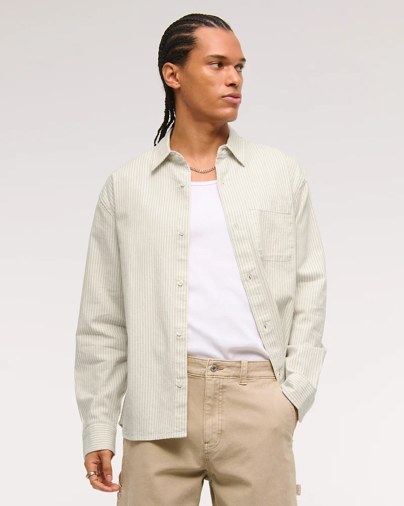 Summer Linen-Blend Button-Up Shirt