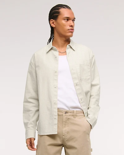 Summer Linen-Blend Button-Up Shirt