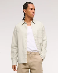 Summer Linen-Blend Button-Up Shirt