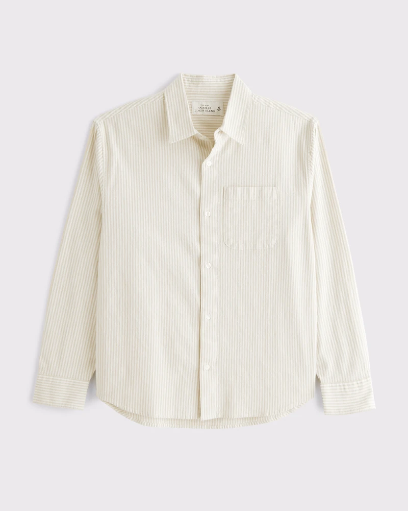 Summer Linen-Blend Button-Up Shirt