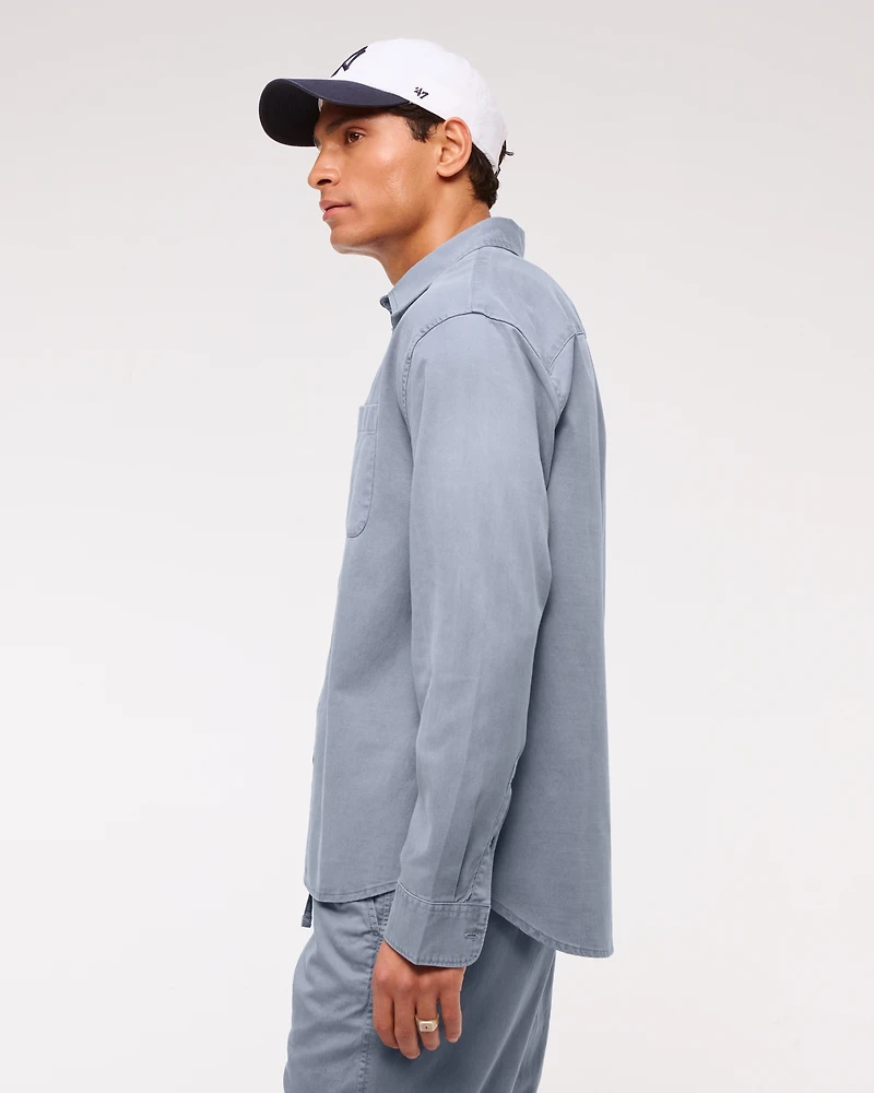 Long-Sleeve Garment Dye Button-Up Shirt