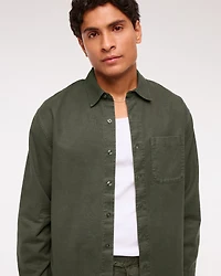 Long-Sleeve Garment Dye Button-Up Shirt