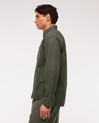 Long-Sleeve Garment Dye Button-Up Shirt