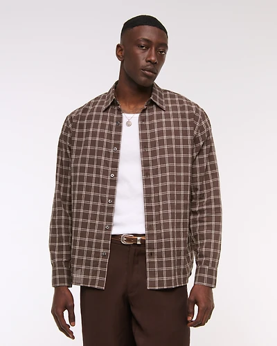 Lightweight Crinkle Button-Up Shirt