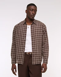 Lightweight Crinkle Button-Up Shirt