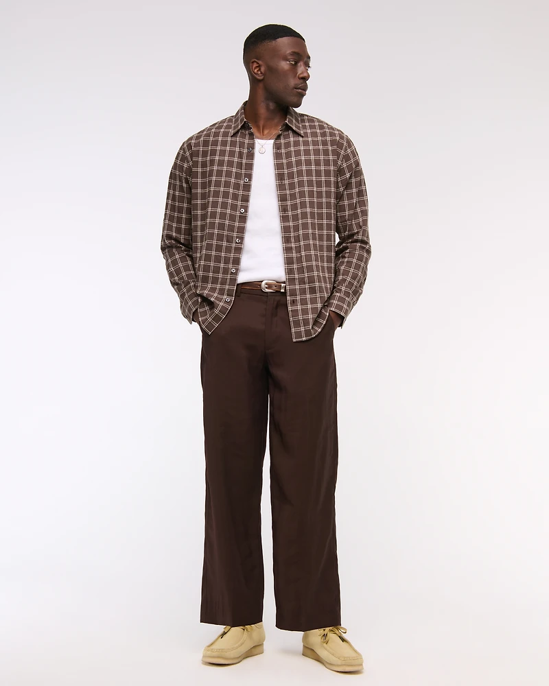 Lightweight Crinkle Button-Up Shirt