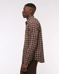 Lightweight Crinkle Button-Up Shirt