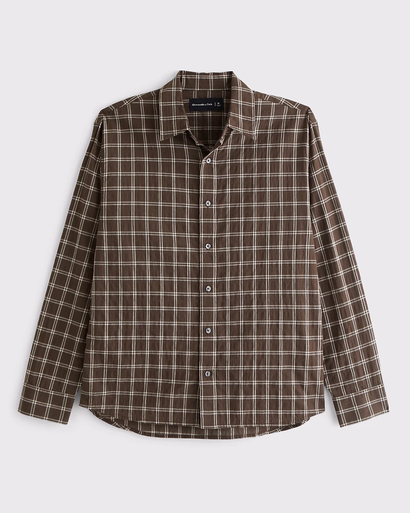 Lightweight Crinkle Button-Up Shirt