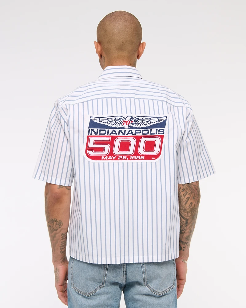 Short-Sleeve Racing Workwear Button-Up Shirt