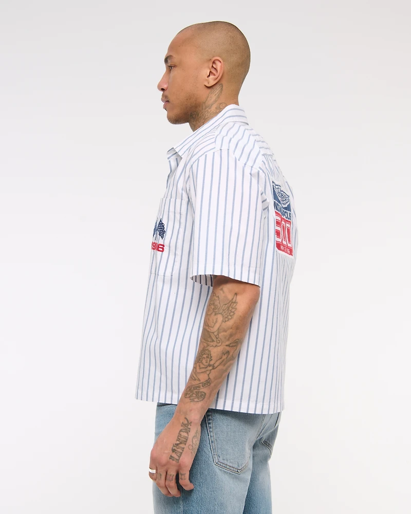 Short-Sleeve Racing Workwear Button-Up Shirt