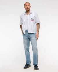 Short-Sleeve Racing Workwear Button-Up Shirt