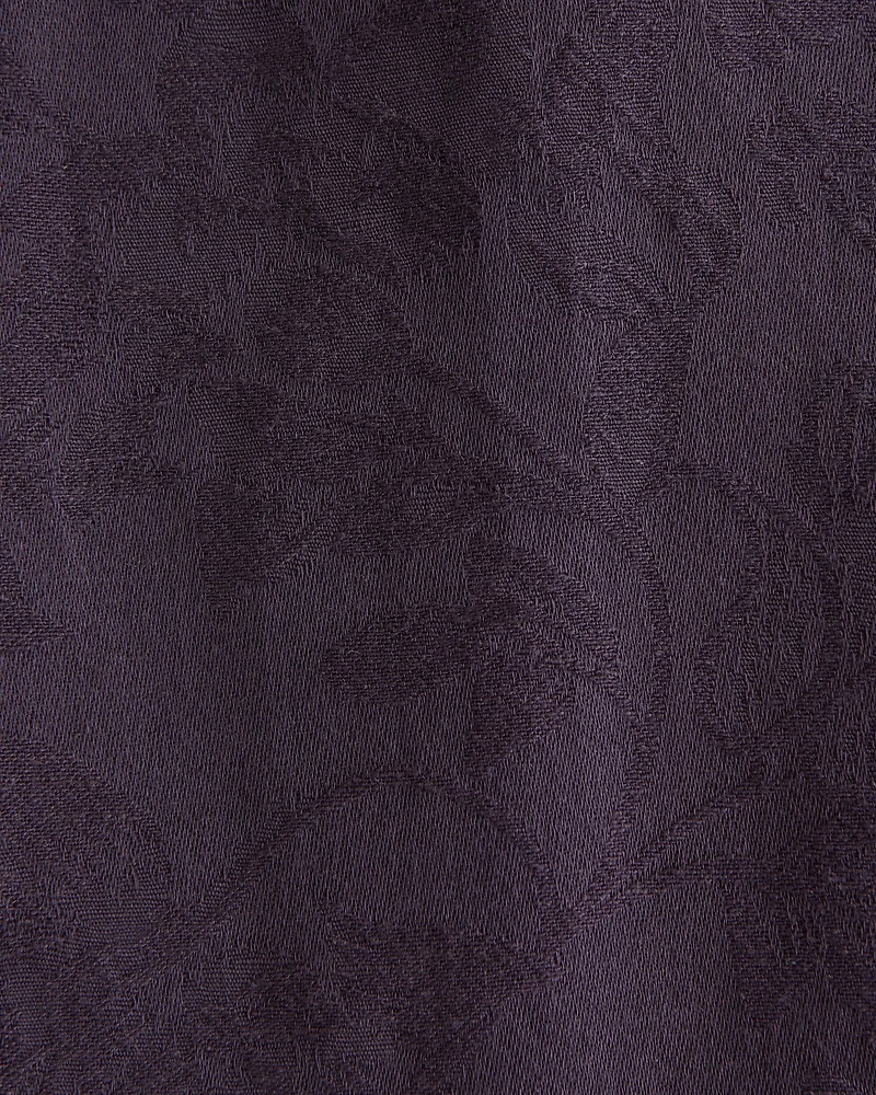 Short-Sleeve Cropped Jacquard Button-Up Shirt