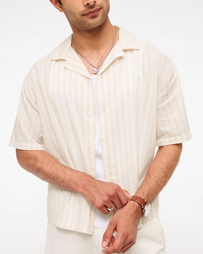 Camp Collar Seersucker Shirt