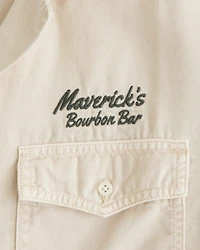 Short-Sleeve Cropped Western Graphic Button-Up Shirt