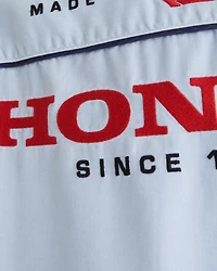 Short-Sleeve Cropped Honda Button-Up Shirt