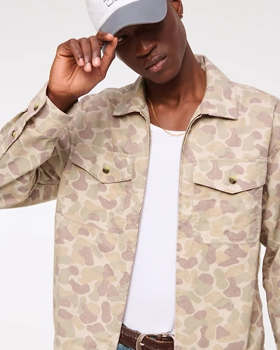 Twill Zip Shirt Jacket