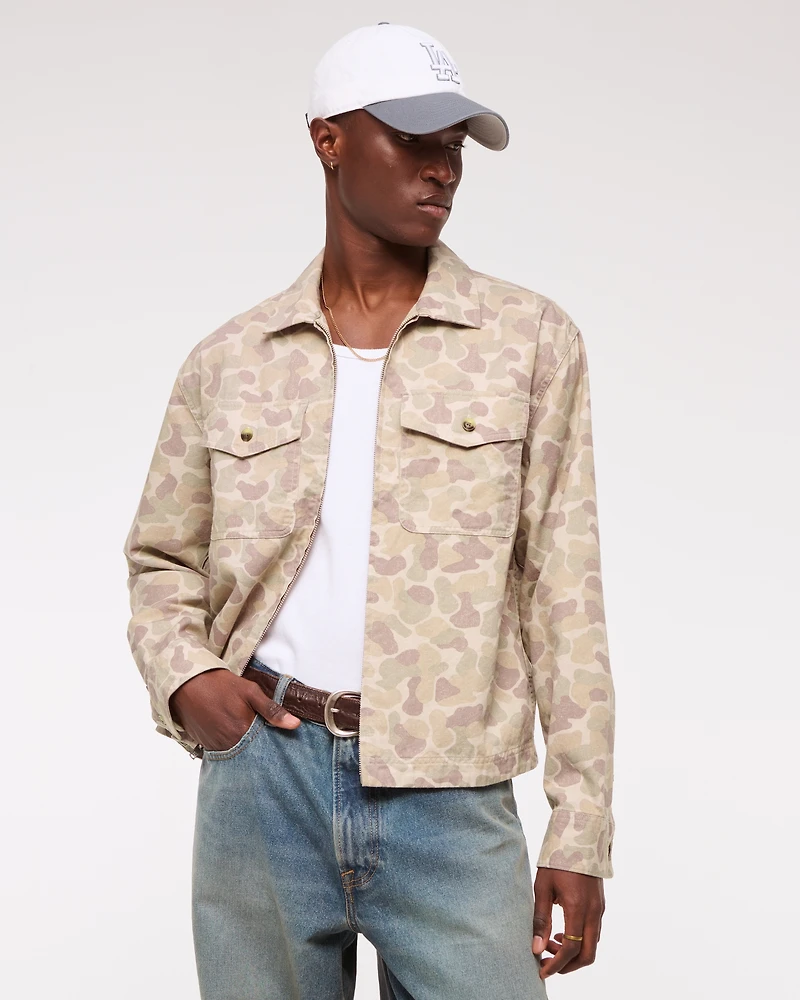 Twill Zip Shirt Jacket