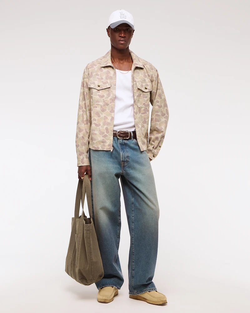 Twill Zip Shirt Jacket