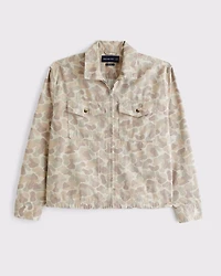 Cropped Twill Zip Shirt Jacket