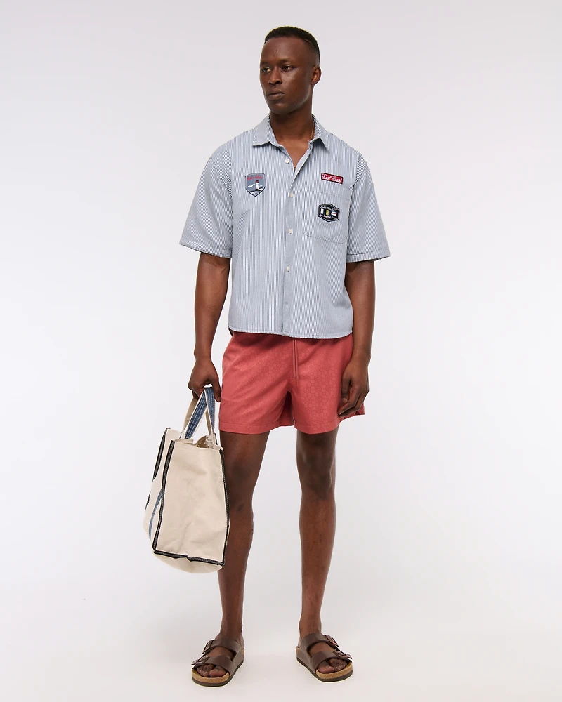 Short-Sleeve Graphic Workwear Button-Up Shirt