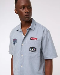 Short-Sleeve Graphic Workwear Button-Up Shirt