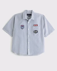 Short-Sleeve Graphic Workwear Button-Up Shirt