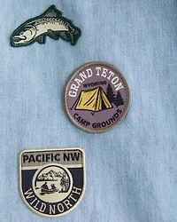 Short-Sleeve Graphic Denim Button-Up Shirt