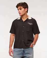 Short-Sleeve Cupro Button-Up Shirt