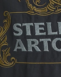 Short-Sleeve Cropped Stella Artois Workwear Button-Up Shirt