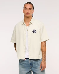 Short-Sleeve Cropped Random Golf Club Button-Up Shirt