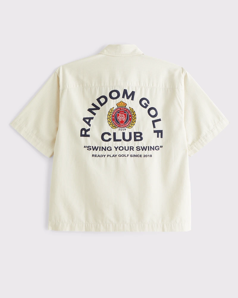 Short-Sleeve Cropped Random Golf Club Button-Up Shirt