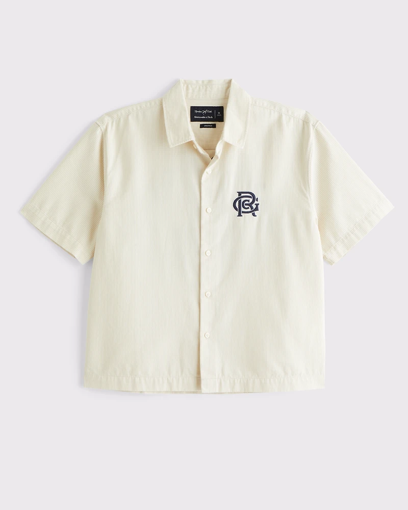 Short-Sleeve Cropped Random Golf Club Button-Up Shirt