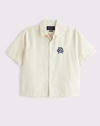 Short-Sleeve Cropped Random Golf Club Button-Up Shirt