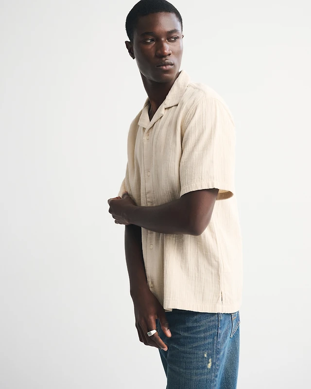 abercrombie dress shirt Abercrombie & Fitch linen dress shirt in blue