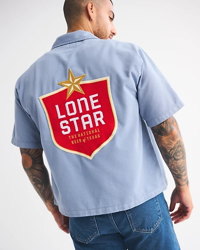 Short-Sleeve Western Graphic Button-Up Shirt