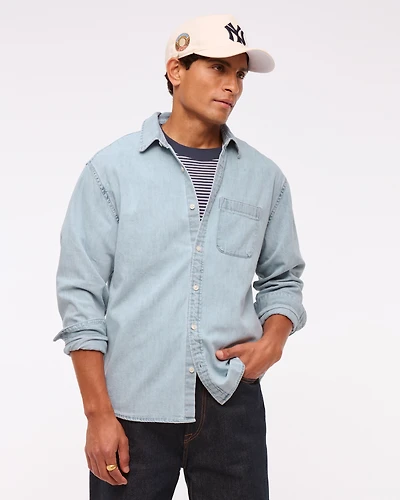 Denim Button-Up Shirt